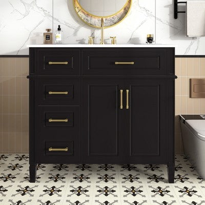 Szafka łazienkowa z umywalką i czterema szufladami