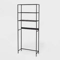 Regał nad toaletę czarny, trzy poziomy na łazienkę