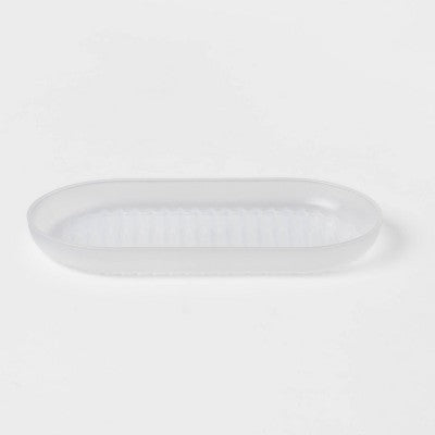 Przezroczysta mydelniczka z tworzywa, lekka i praktyczna