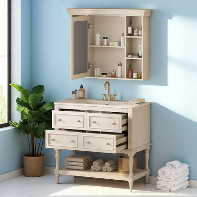 Zestaw łazienkowy 91 cm z szafką lustrzaną