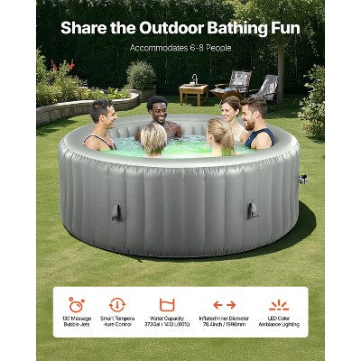 Duże okrągłe jacuzzi dmuchane dla 6-8 osób