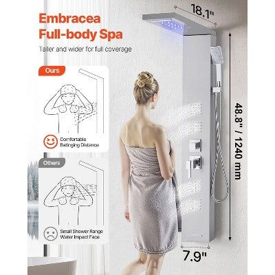 Kolumna prysznicowa 135 cm z deszczownicą i podświetleniem