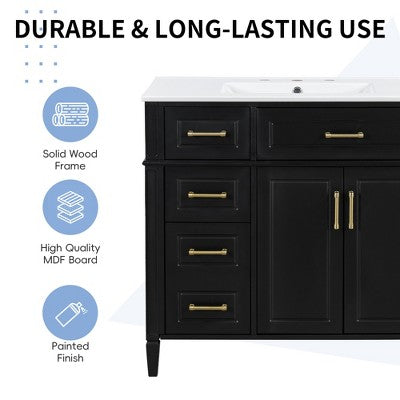 Szafka łazienkowa z umywalką i czterema szufladami