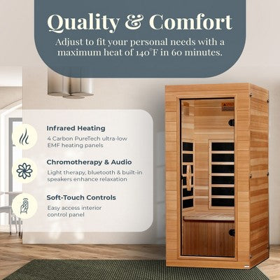 Kompaktowa sauna domowa na podczerwień dla jednej osoby