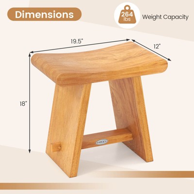 Teakowa ławeczka prysznicowa 49,5 cm z profilowanym siedziskiem