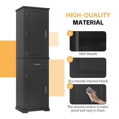 Wysoki słupek łazienkowy z półkami do przechowywania